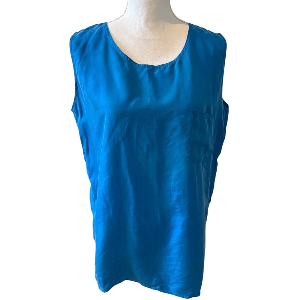 Vintage Express Silk Sleeveless Top Turquoise M